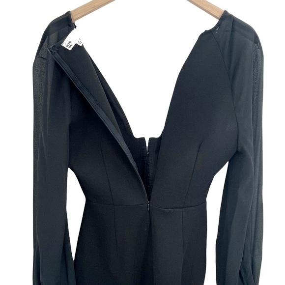 by the way Little Black Dress Sheer Balloon Long Sleeves V-Neck Mini Dress | XS - Picture 4 of 8